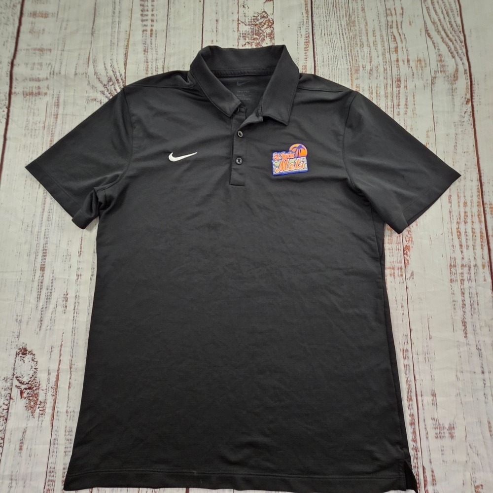 St Lucie Mets Minor League Baseball Black Short Sleeve Nike Polo Shirt Men's M